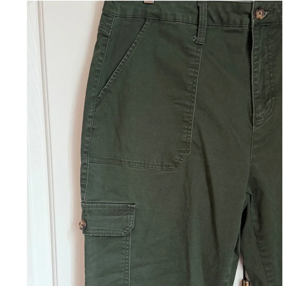 Terra & Sky Womens Cargo Jogger Pants Plus Size 18 W Olive Green Utility Stretch - Picture 6 of 14
